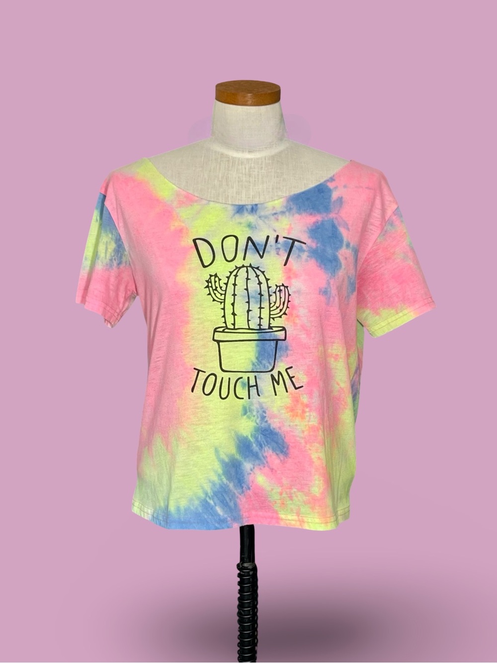 Sweatyrocks “Don’t Touch Me” Graphic Cactus Short Sleeve Tie Dye T Shirt SzL/XL